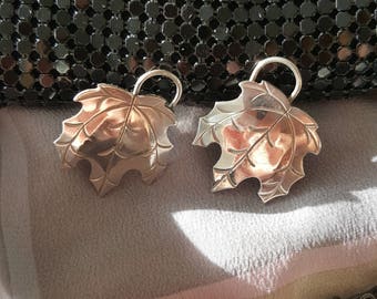 Vintage 925 sterling silver Maple leaf earrings 1960-s