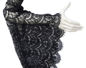 Pair long black lace gothic wedding sleeves, black lace, arm warmers, burlesque,halloween
