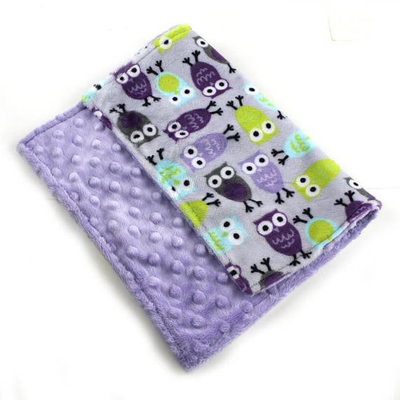 Owl Baby Lovey Blanket, Mini Blanket, Aqua Purple Owl Baby Blanket, Personalized Baby Blanket, Baby Shower Gift Newborn Lovey Gift Baby Girl