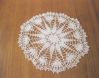 Hand Crocheted Vintage Doily, Hand Crocheted Intricate Doily, Table Centerpiece, Ecru Cotton Crocheted Doily