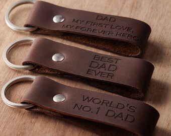 Personalized Keychain For Dad - Leather Keychain For Father - Papa Est Keychain - First Father's Day Gift - New Daddy Gift - Dad Keychain