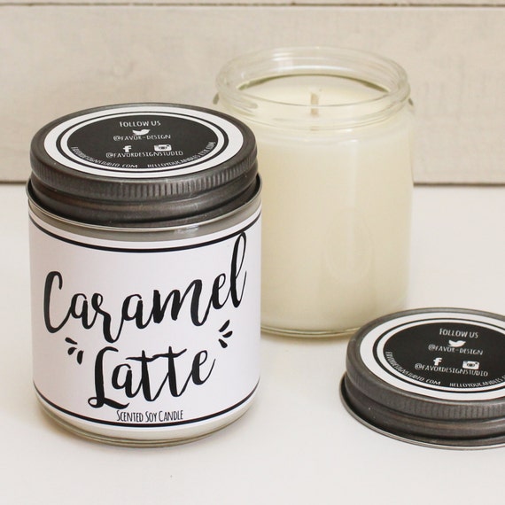 Caramel Latte Scented Candle 8 oz Candle Gift Unique