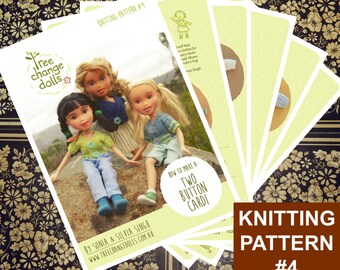 Tree Change Dolls® Knitting Pattern #4 Two Button Cardigan, by Sonia and Silvia Singh