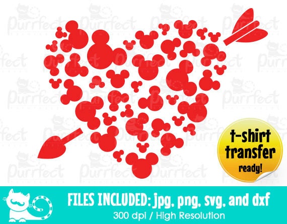 Download Valentines Mickey Head Hearts Arrow SVG Disney Digital Cut