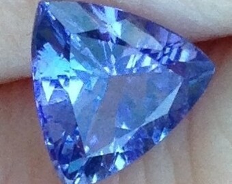 Trillion Tanzanite 0.95 Carat 6.75x6.75mm Natural Triangle Gemstone with Video Loose Indigo Zoisite Wedding Gift Solitaire