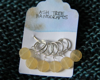 Yellow Glass Round Stitch Markers