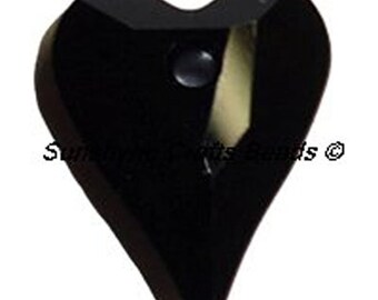 Swarovski Crystal Beads 6240 JET BLACK Wild Heart Bead Pendant - Size 12MM & 17MM Available