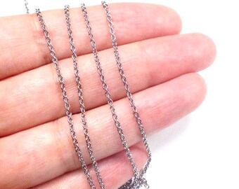 Fine Stainless Steel Chain, Soldered Closed Links, 4 to 20 feet, 2x1.5x0.4mm, 316 Stainless, #1912
