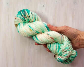 Hand dyed yarn, worsted yarn, blue yarn, speckled yarn, coral yarn, variegated yarn, merino yarn, superwash yarn, dyed yarn, aran yarn