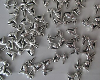 5 charms silver metal rabbit shape