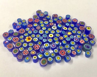 Millefiori Murrano - Opaque Dark Blue Millefiori Mix 100-120pieces