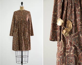 vintage 1960s paisley dress with medallion print | 1960s maternity dress | 50s 60s vintage maternity dress xs small