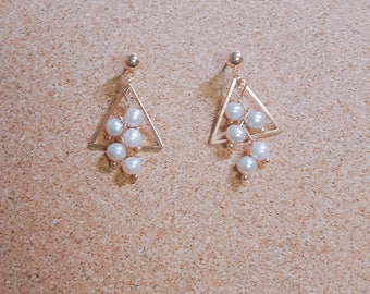 Freshwater Pearl Triangle Handmade Earrings