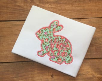 Monogrammed girl's Easter Bunny Shirt, girls easter shirt, monogram easter shirt, embroidered, personalized, easter, girls easter, bunny