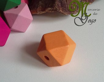 Color 2 * 2 cm orange hexagonal wooden bead.