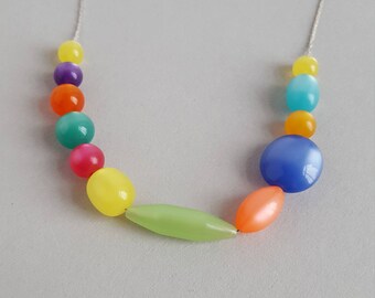 Moonglow vintage lucite bead necklace