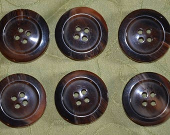 set of 6 Brown novelty buttons