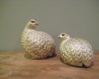 Pair of Vintage Hand-Painted Ceramic Partridges