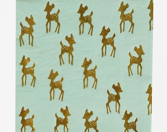 Paper Napkins Golden Fawn - 16 Christmas Birthday Party Napkins