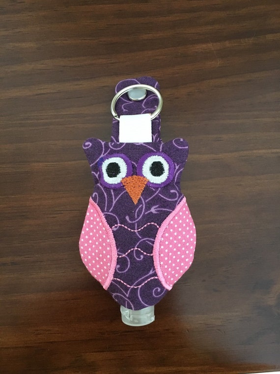 Owl hand Sanitizer Holder machine embroidered handmade