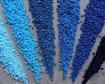 DIY Jewelry Making 60g Blue Seed Bead Mix Czech Glass Beads 9/0 Seed Beads Mix of Blue Beads Spacer Beads Bead Supply Perles Perline Perlen