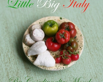 Dollhouse miniatures "Tomatoes and cheeses"- Artisan Handmade Miniature in 12th scale. From CosediunaltroMondo