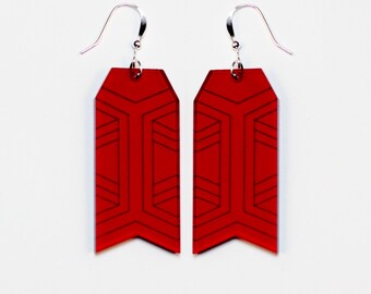 Earrings red plexiglas • Såja