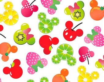 Disney Mickey & Minnie Fruits 100% Cotton Fabric by the yard, A296
