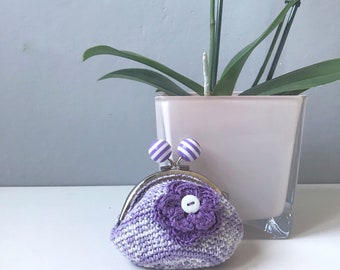 Kisslock Coin purse, Crochet Coin Purse, Blumargot, Metal Frame Purse, Kiss Lock Purse, Kisslock Wallet Pouch, Coin Purse, Mother day gift