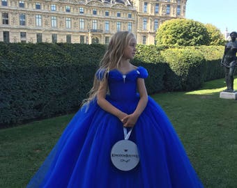 Beautiful Royal Blue Flower Girl Dress - Birthday Wedding Party Holiday Bridesmaid Royal Blue Tulle Flower Girl Dress 19-002