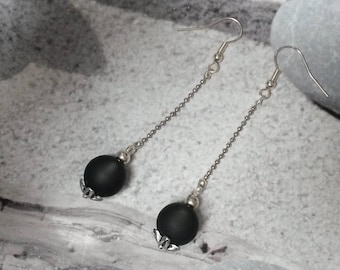 Solitaire Pearl Jet hemathite earrings