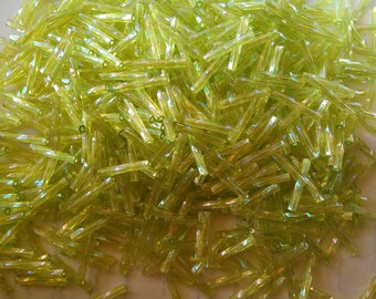 2x12mm Twisred Bugle, 15 gram bag, Tr Chartreuse AB, Miyuki, Color# TW2012-258