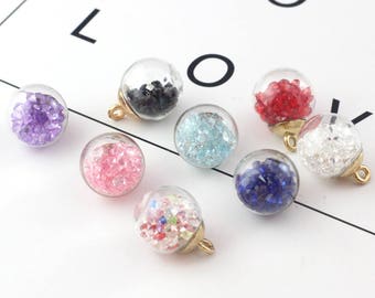 5pcs 16MM Glass Globe Charms Crystal Charms Crystal Ball Charm Rhinestone Inside Terrarium Pendant DIY Jewelry Finding