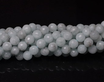 8 mm round faceted Natural Amazonite bead strand ( #J1035)