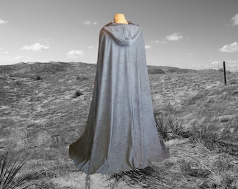 Cloak - Grey - Hooded Cape - Halloween- Wedding- Costume- Grey Faux Suede- Renaissance - Medieval - LOTR - CosPlay- Fantasy - Druid
