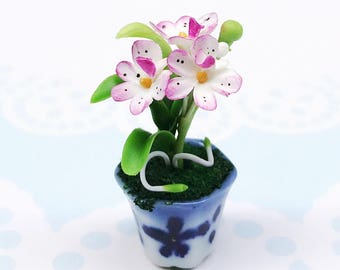 Miniature Flower,Miniature Flower Pot,Miniature Orchid,Dollhouse Flower,Miniature Garden,Dollhouse Orchid,Orchid Flower