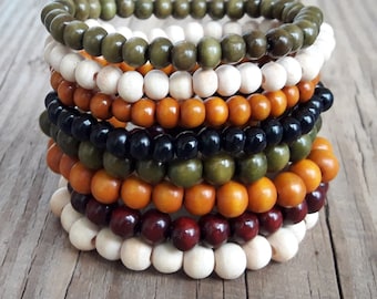 Wood bracelets wood bead bracelet yoga wood bead bracelet wood jewelry bracelet elastic wood mala bracelet wooden bracelet gift idea