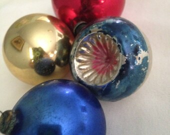 Vintage Christmas Ornaments, 1950's Christmas, Mercury Glass Balls, Made in Japan, Christmas Decorations