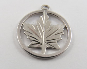 Maple Leaf Sterling Silver Charm or Pendant.