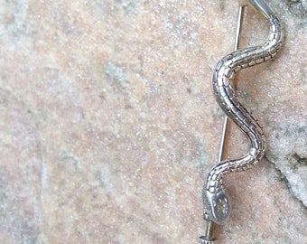 French antique Snake solid sterling silver brooch engraved wild animal bracelet ornated snake