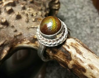Fire agate sterling silver ring