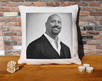 Dwayne Johnson Pillow Cushion - 16x16in - White