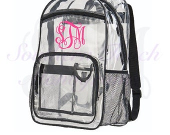 Monogrammed Clear Backpack