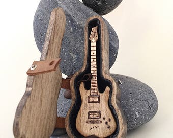 3" guitar and guitar pick holder Personalized for him Guitar gift for musicians Gift for music lover Guitar gifts for men Guitar pick box