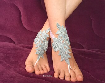 Wedding barefoot sandals, beach Wedding sandals, wedding green sandals, bridal sandals, wedding accessories, bride accessories