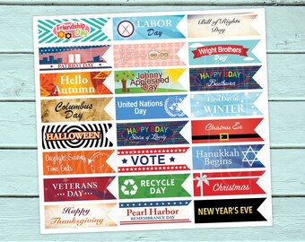 Teacher Planner Stickers, Holidays, Mambi Teacher Happy Planner, ERIN CONDREN LIFEPLANNERTM, School, Maestra, Escuela, Special Days
