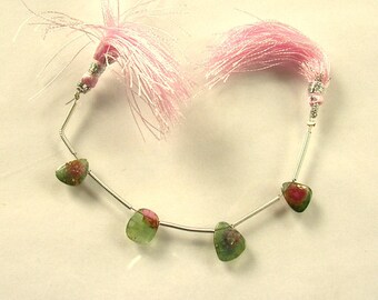 Watermelon tourmaline slice beads 8-10mm 5ct 4 pieces