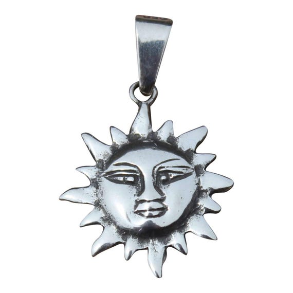 Silver Sun Pendant Peruvian Handmade Jewelry Inca Symbol