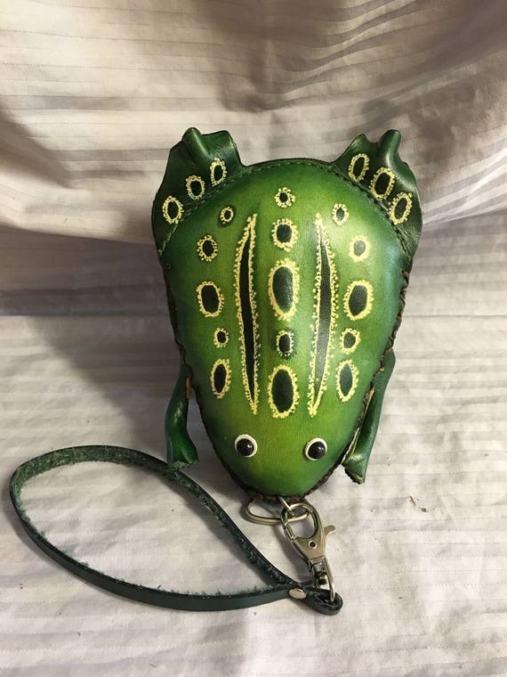 Cute Hand Tooled Leather Frog Change Purse