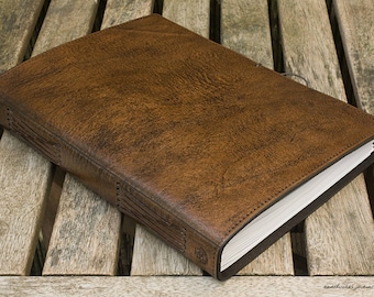 A4, Large, Classic Leather Bound Journal, Dark Brown Leather Journal, Blank Book, Leather Notebook, Guestbook, Personalised Journal, Diary.